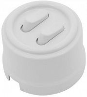 Выключатель-ретро пластик клавишный Bironi Лизетта 2-кл. белый картинка